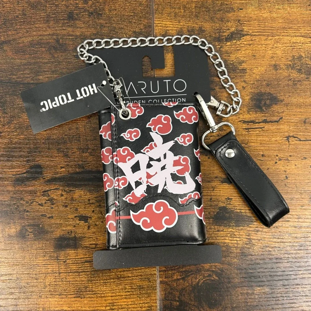 Naruto Shippuden‎ Akatsuki Red Cloud Trifold Chain Wallet Hot Topic Bioworld New
